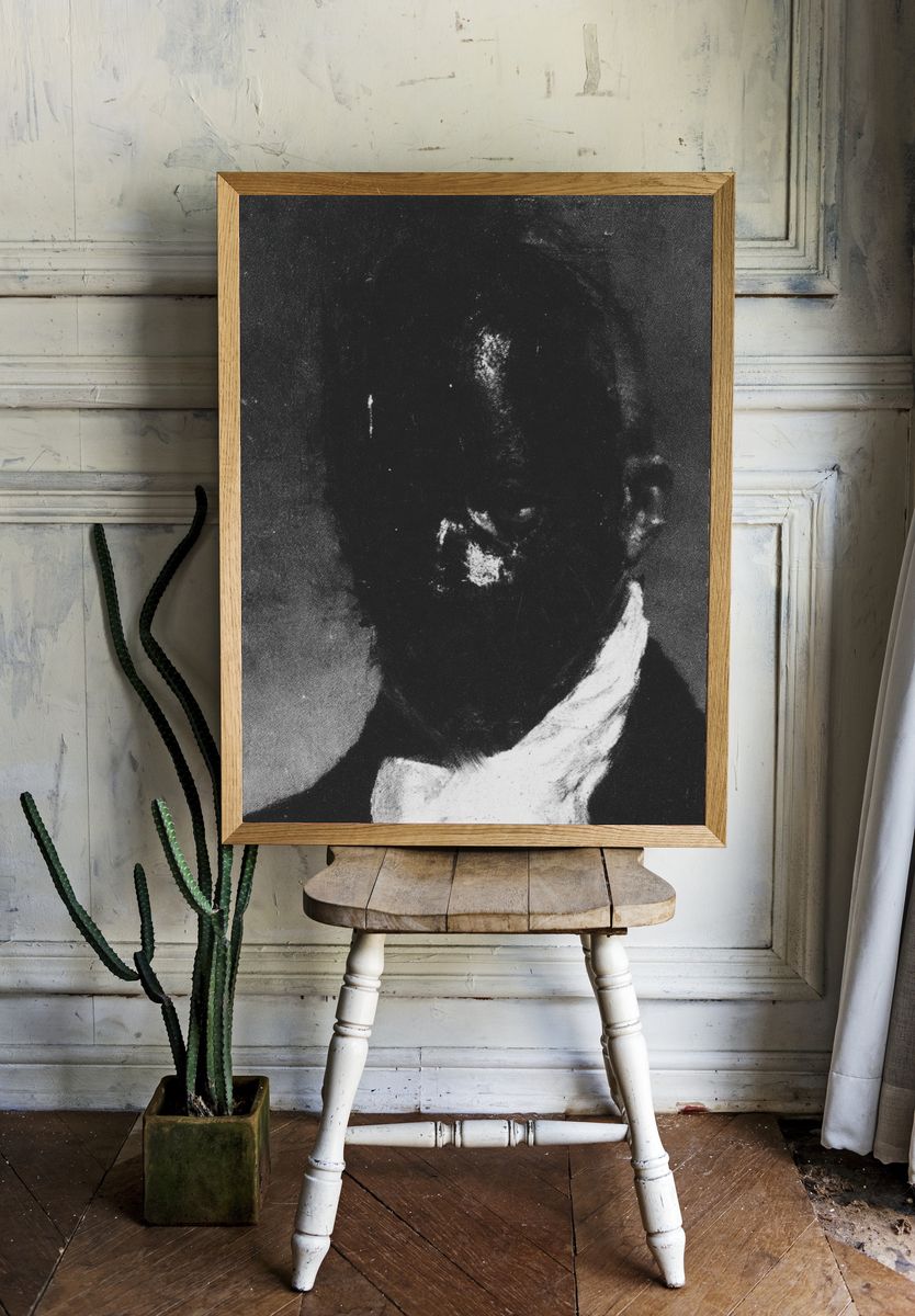 Abstract Portrait Black-White Print. room preview