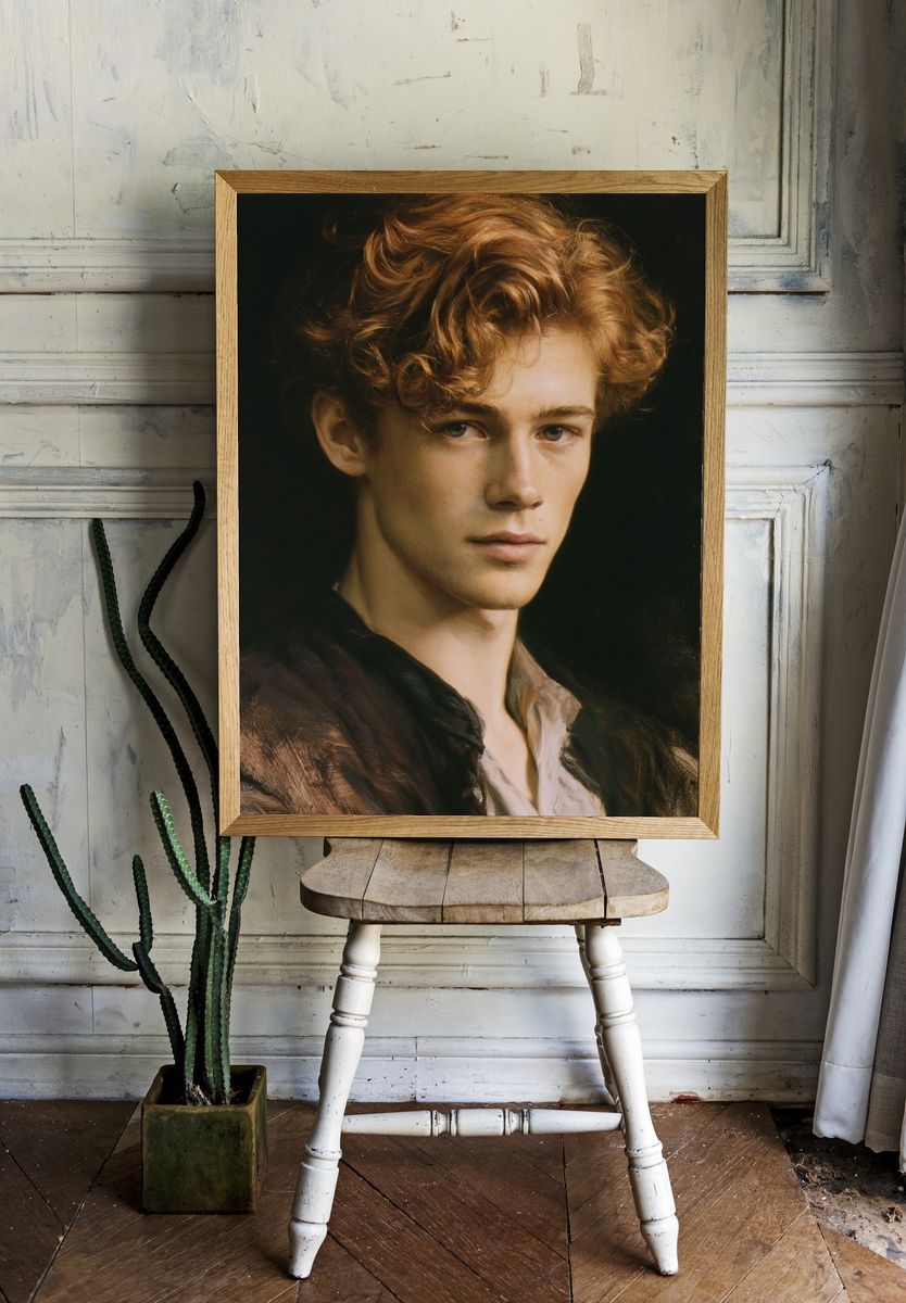 Curly-Haired Portrait Fine-Art Print. — room view 1