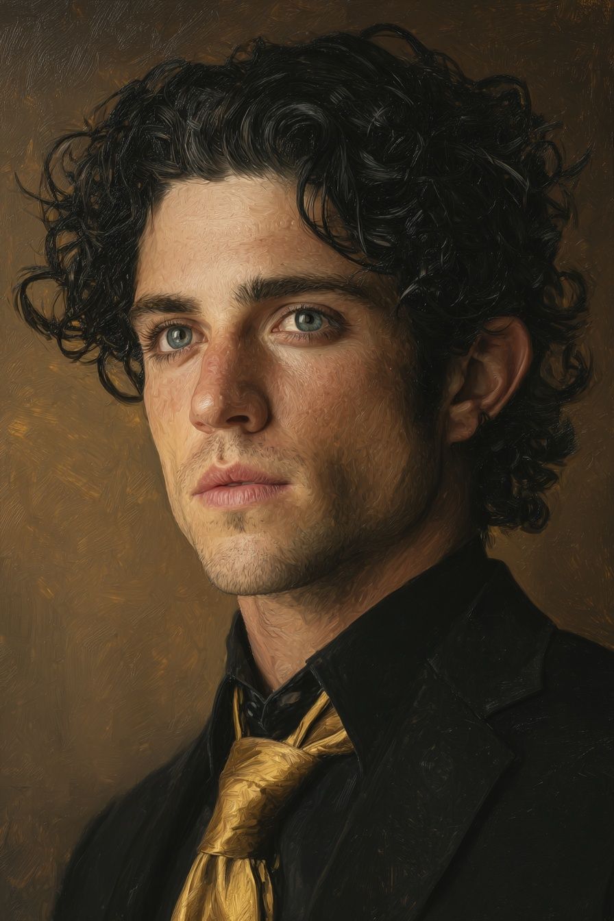 Curly-Haired Portrait Fine-Art Poster. poster detail