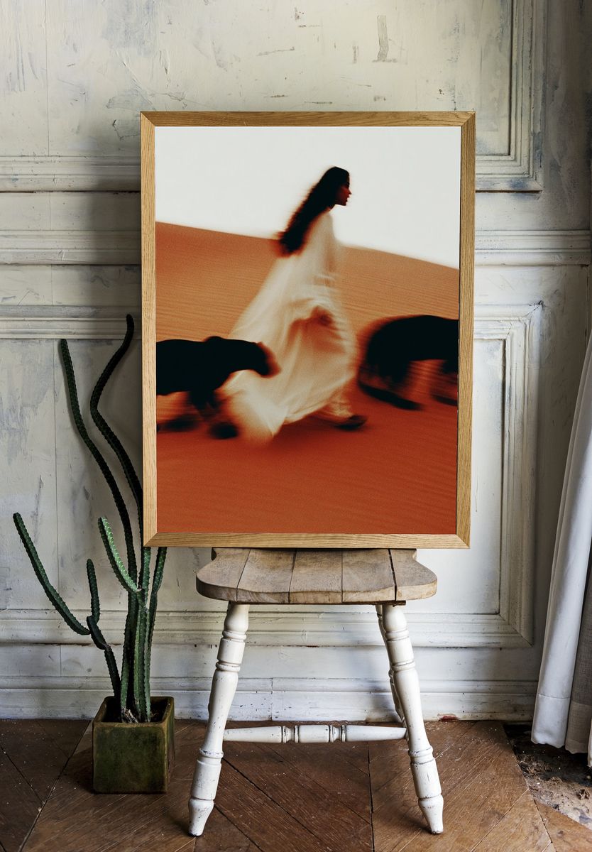Woman with Panthers — Fine Art Print. — room view 1