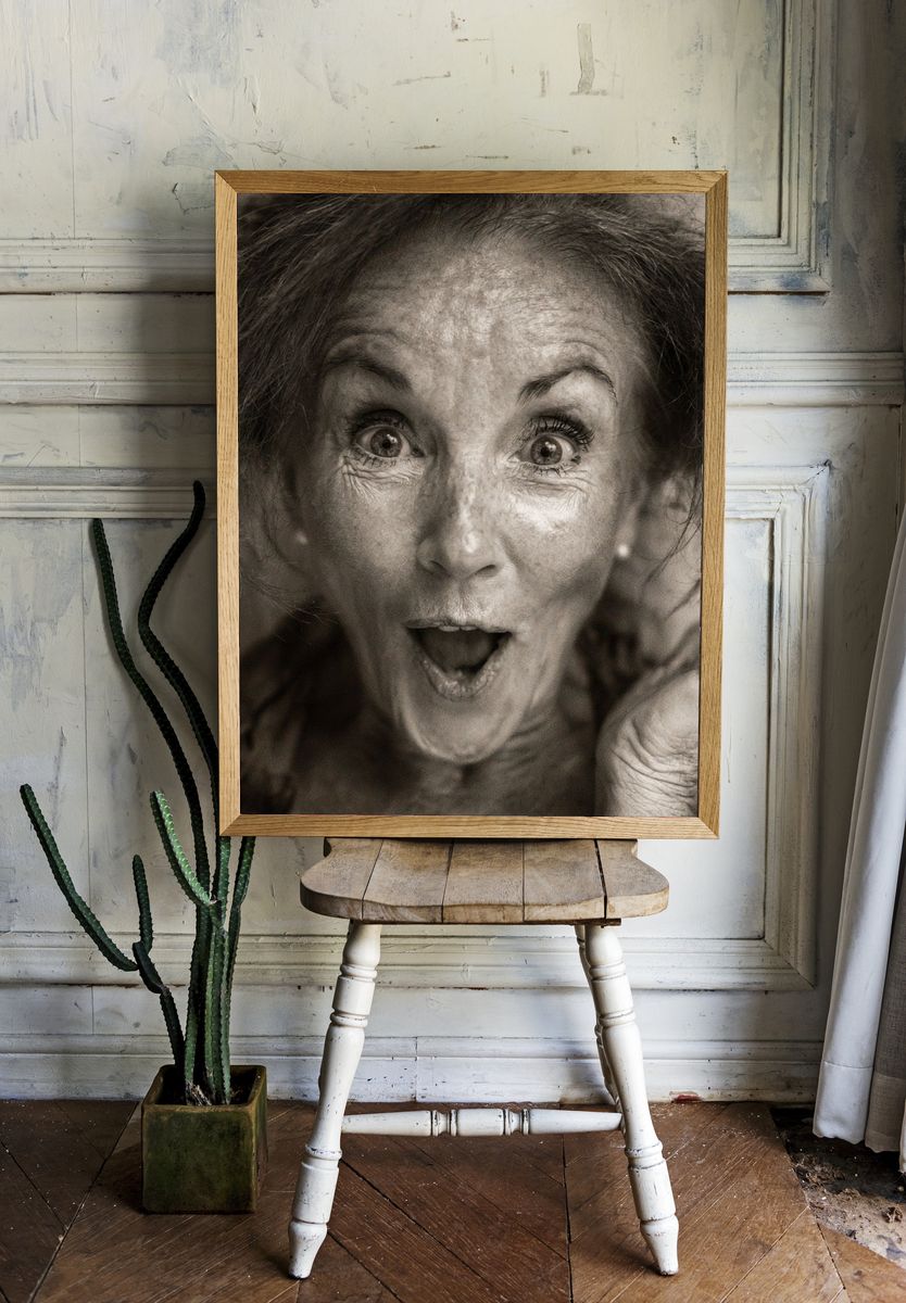 Surprised Woman Portrait Print. room preview