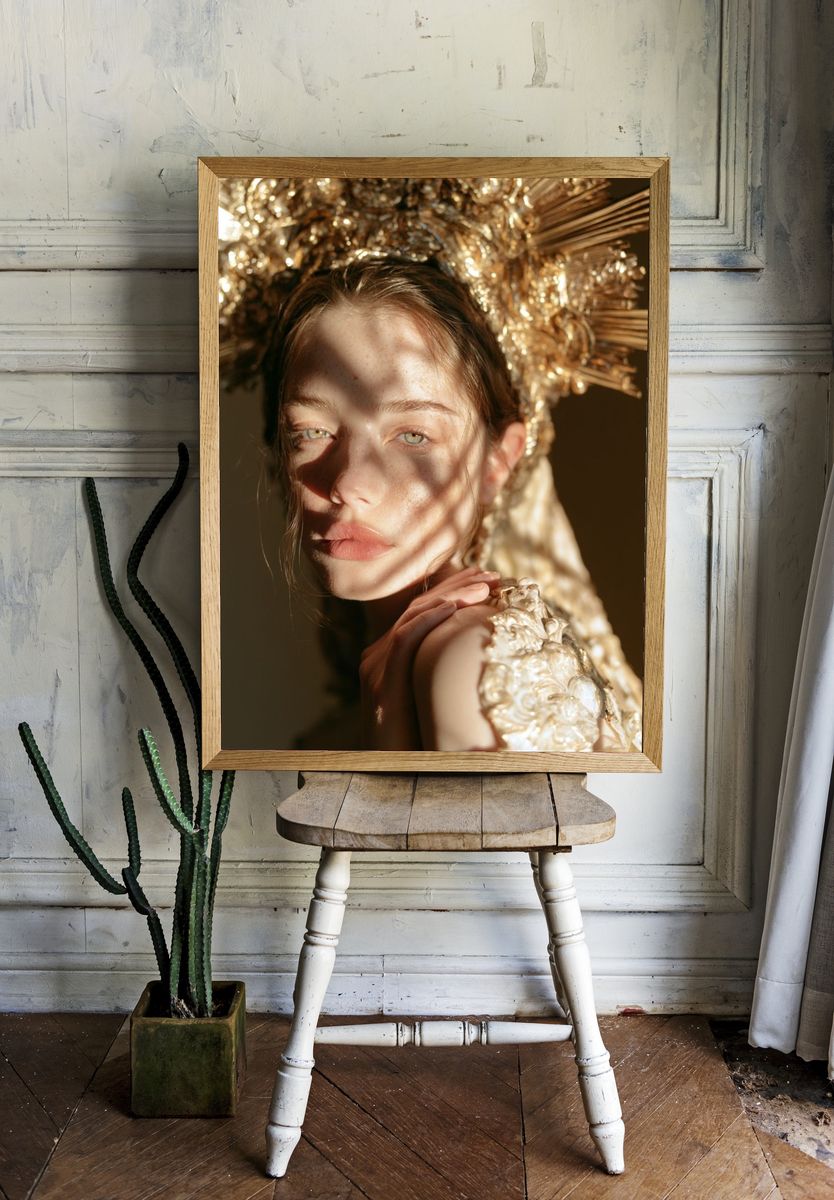 Golden Portrait Fashion Print. room preview
