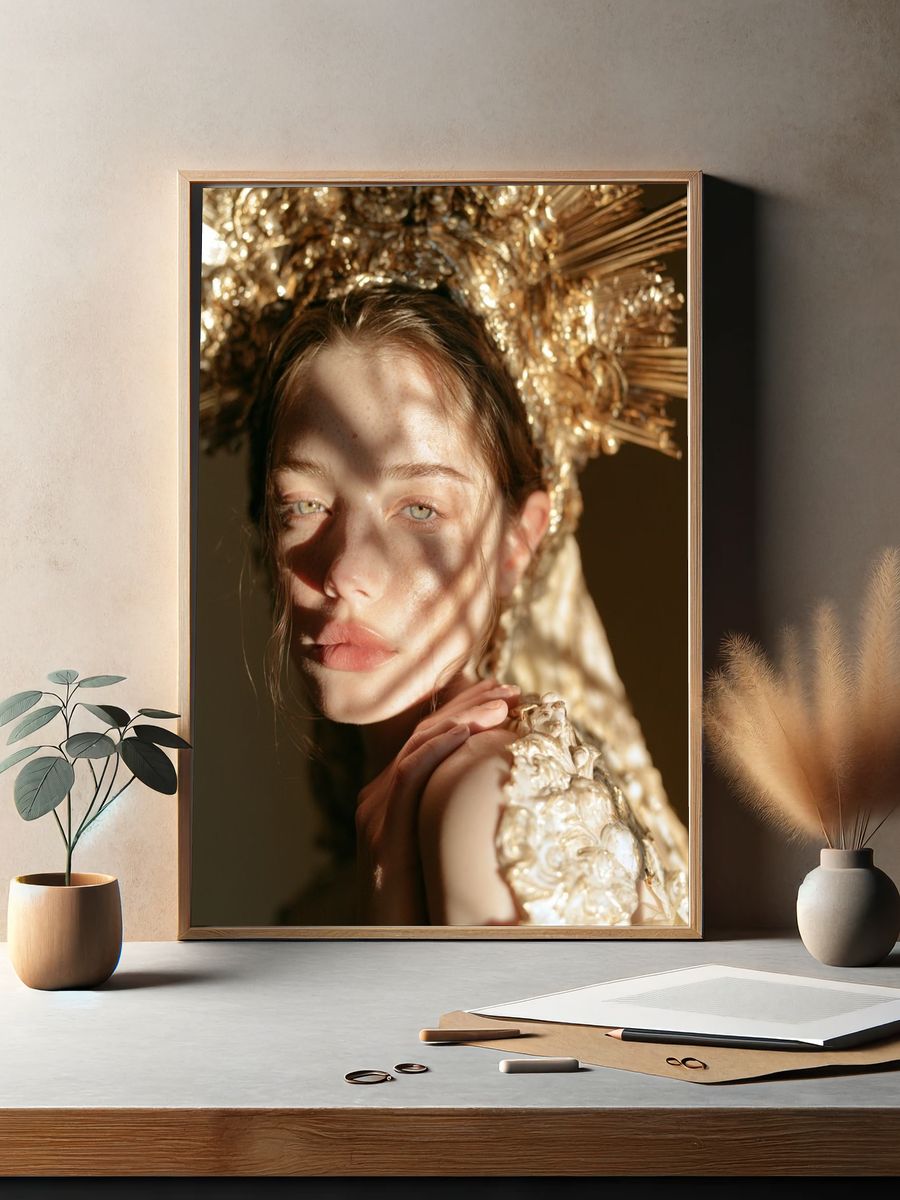 Golden Portrait Fashion Print. — room view 2