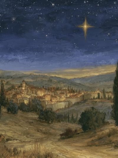 Starry Tuscan Village — Fine-Art Print. poster