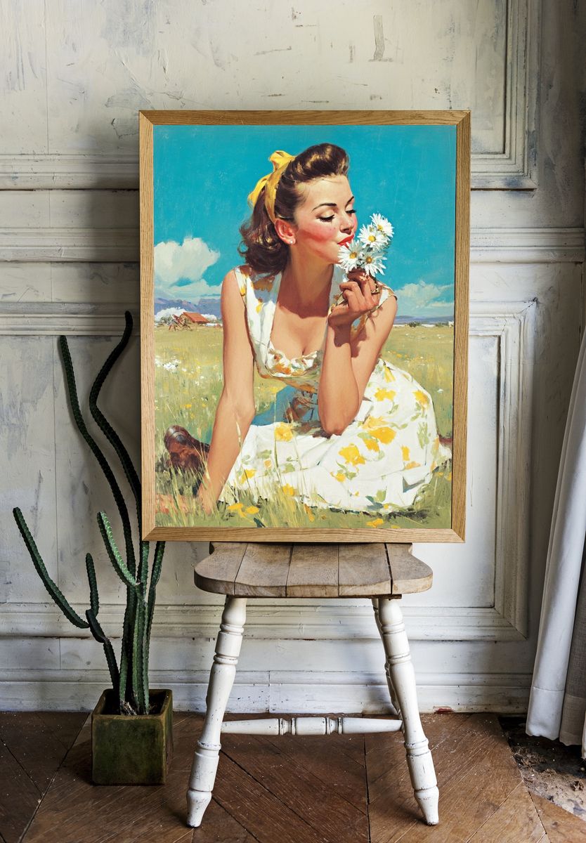 Daisy Meadow Portrait Print. — room view 1