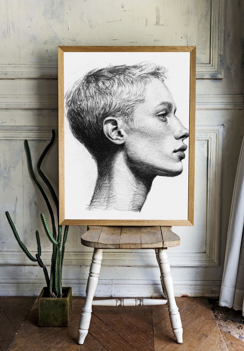 Profile Portrait Sketch Poster. — room view 1