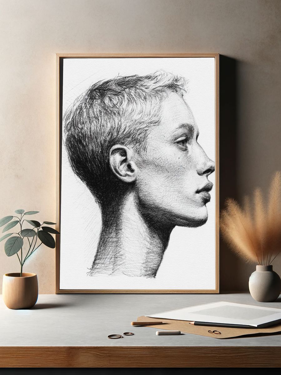 Profile Portrait Sketch Poster. — room view 2