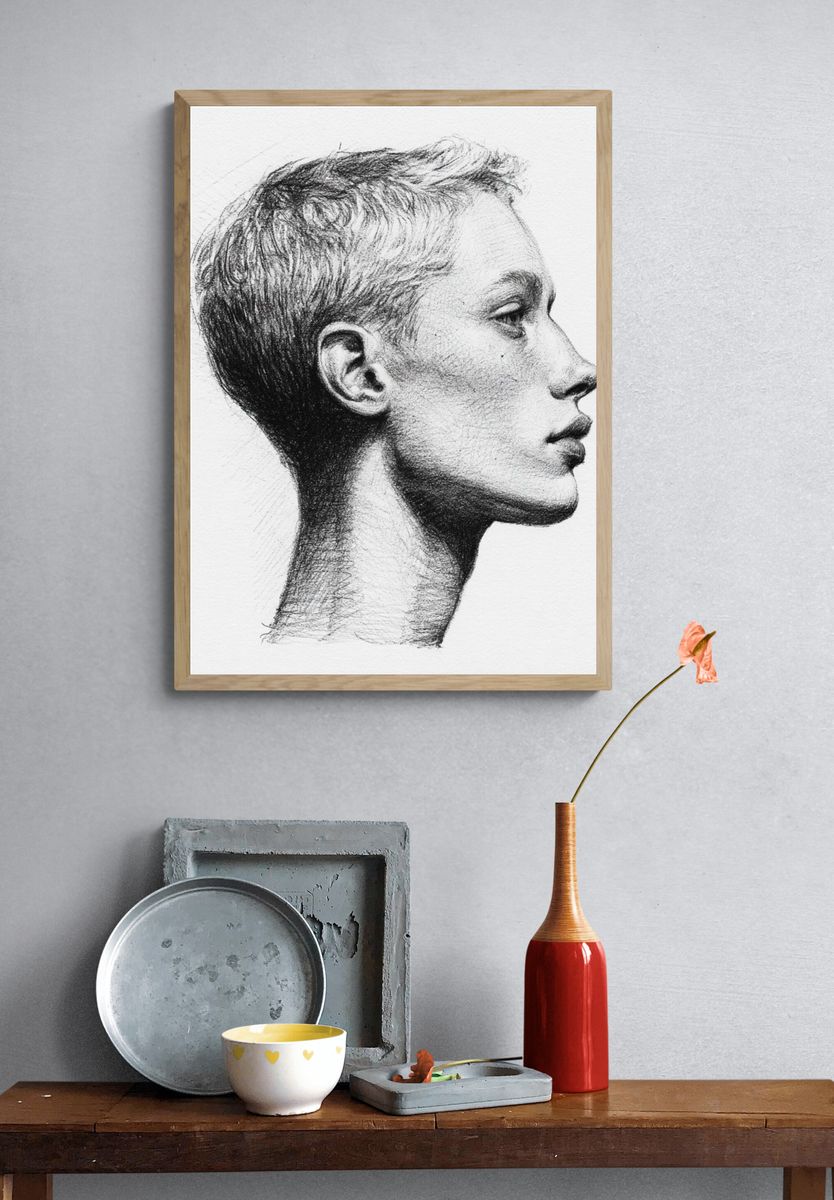 Profile Portrait Sketch Poster. — room view 3