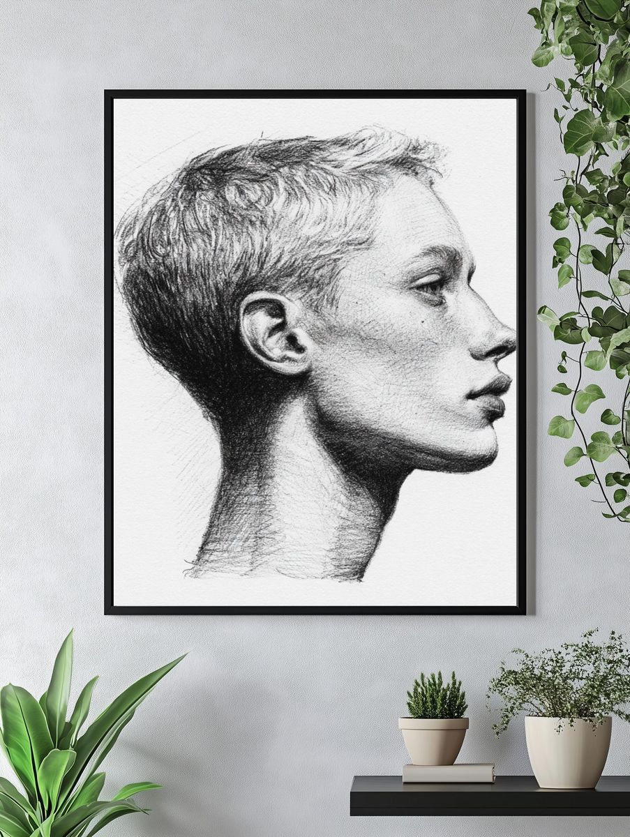 Profile Portrait Sketch Poster. — room view 4