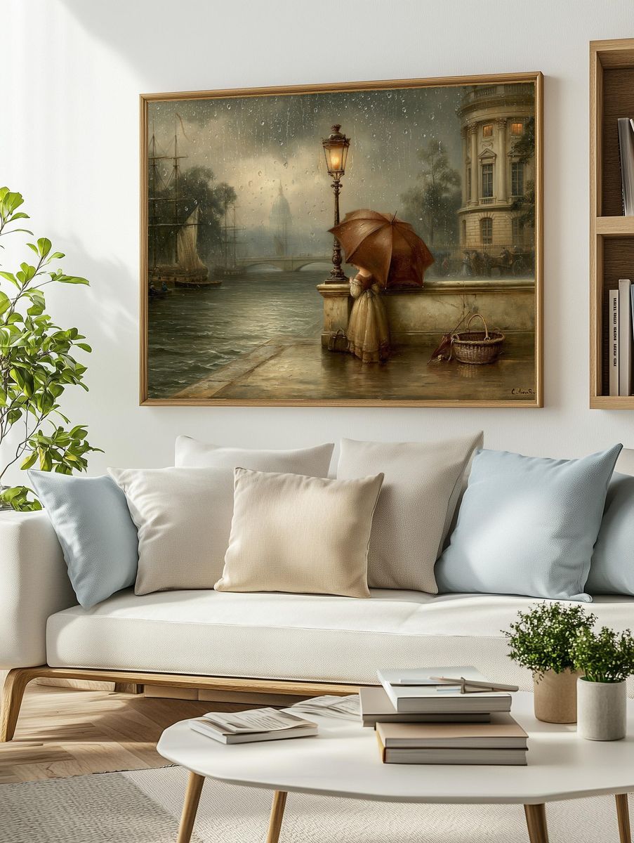 Rainy Riverside Romance Print. — room view 2
