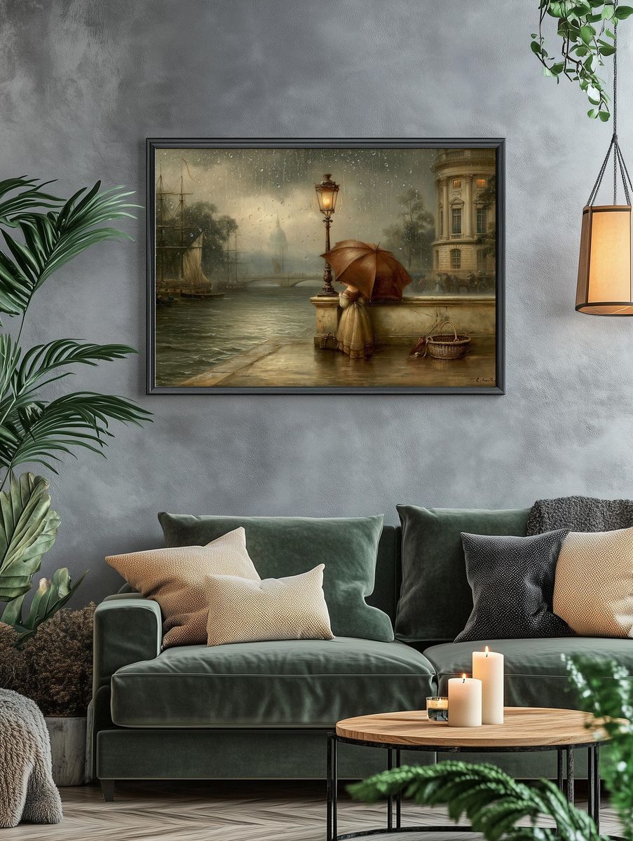 Rainy Riverside Romance Print. — room view 4