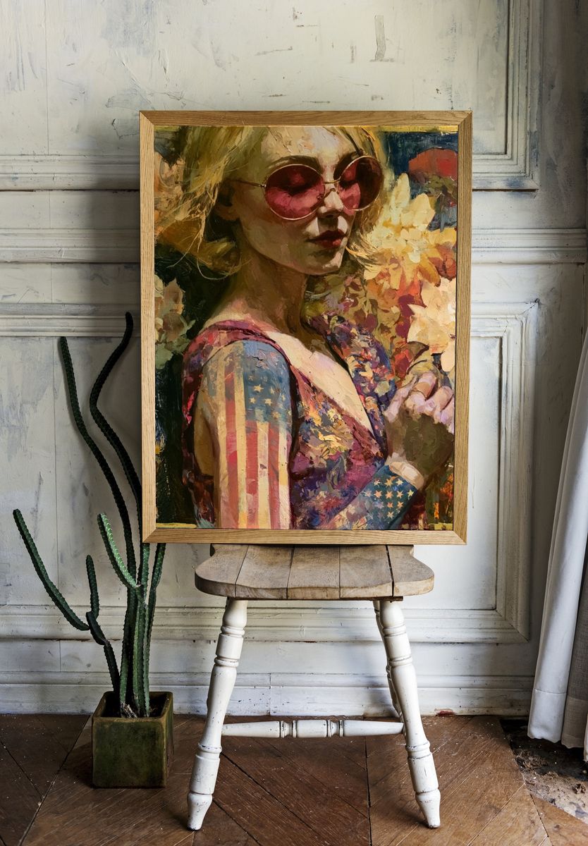 American Flag Portrait Fine-Art Print. room preview