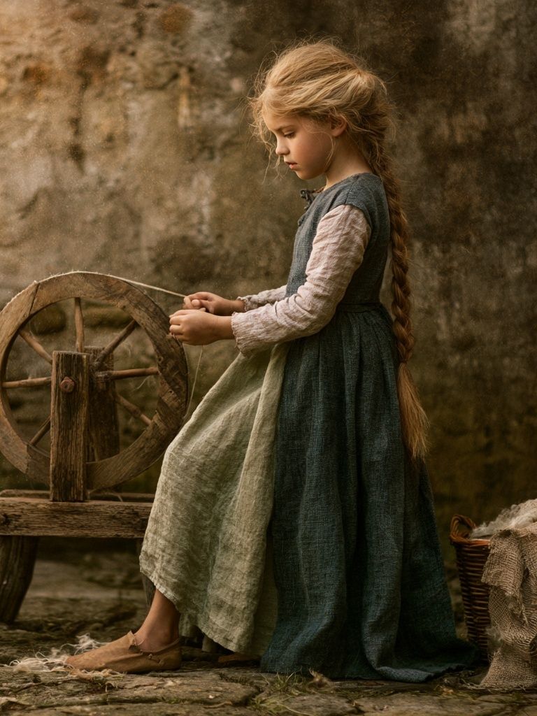 Rustic Spinning Wheel Portrait Print. poster detail