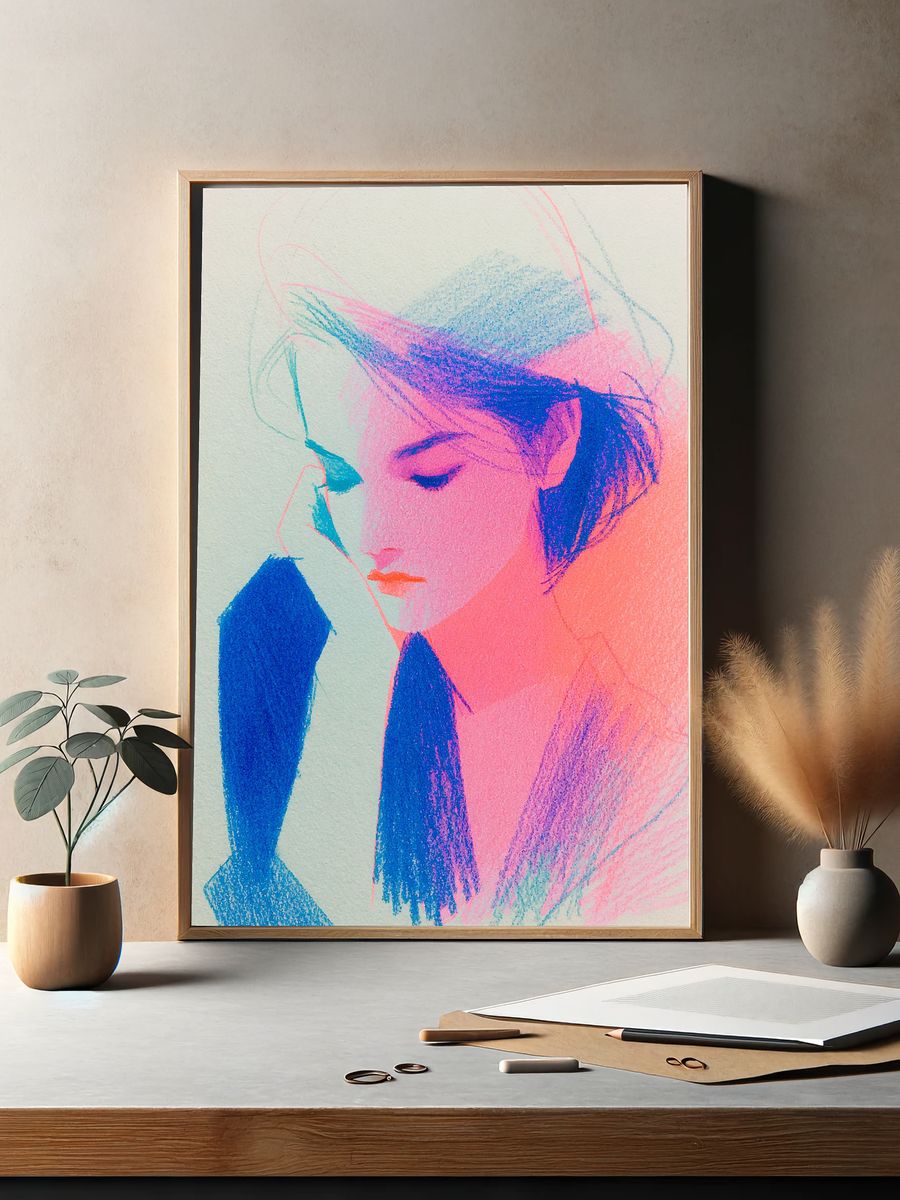 Dreamy Neon Portrait Print. — room view 2