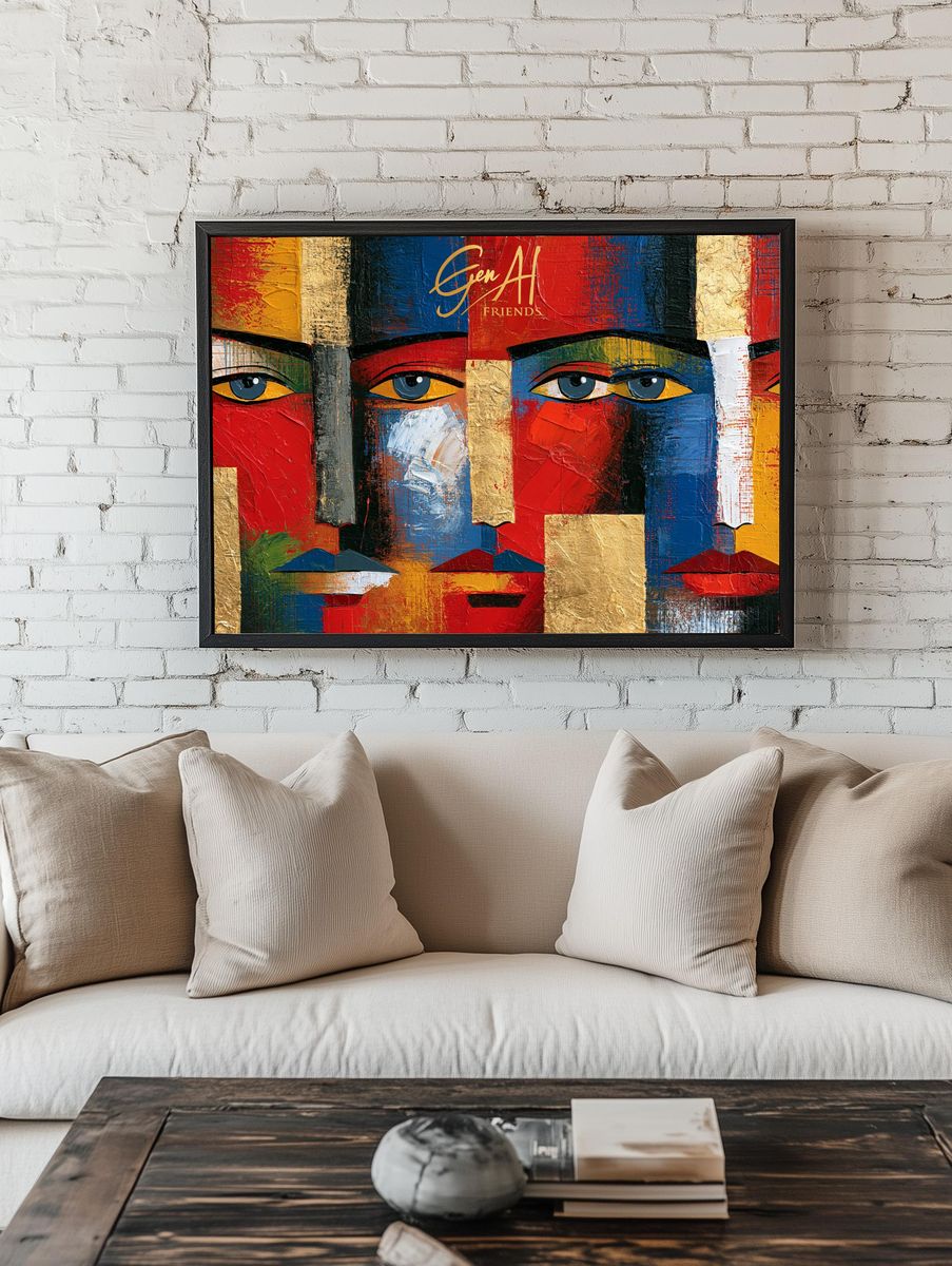 Abstract Faces Pop-Art Poster. — room view 1