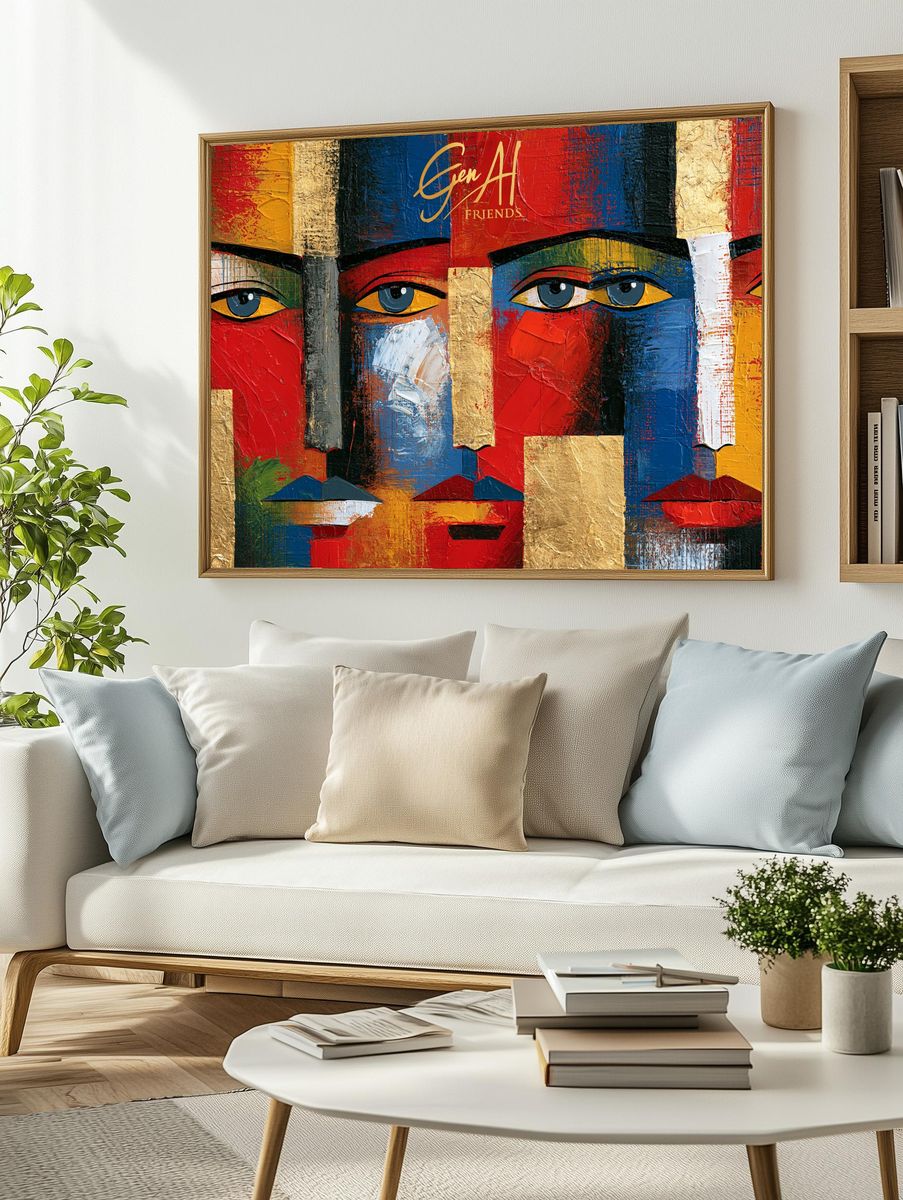 Abstract Faces Pop-Art Poster. — room view 2