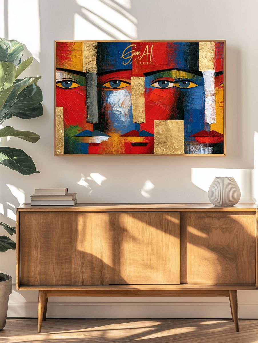 Abstract Faces Pop-Art Poster. — room view 3