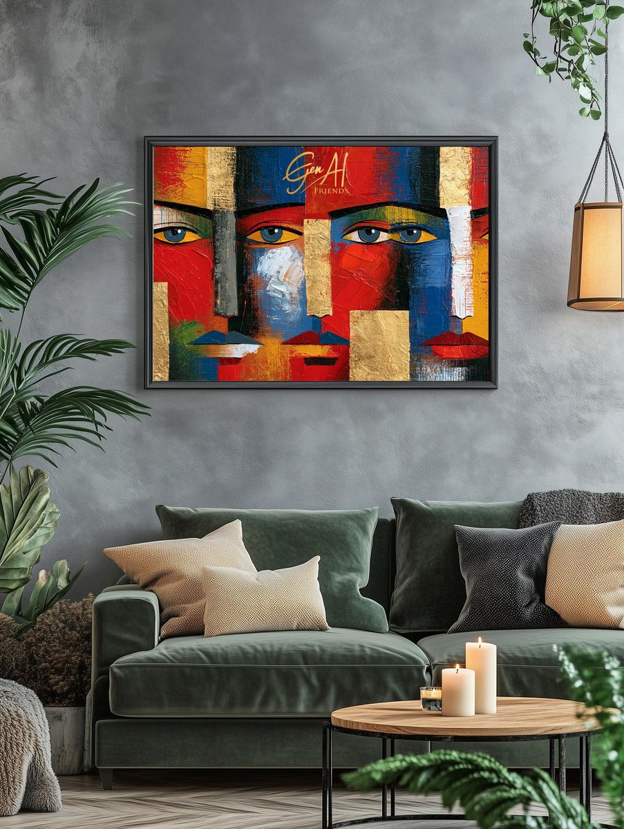 Abstract Faces Pop-Art Poster. — room view 4
