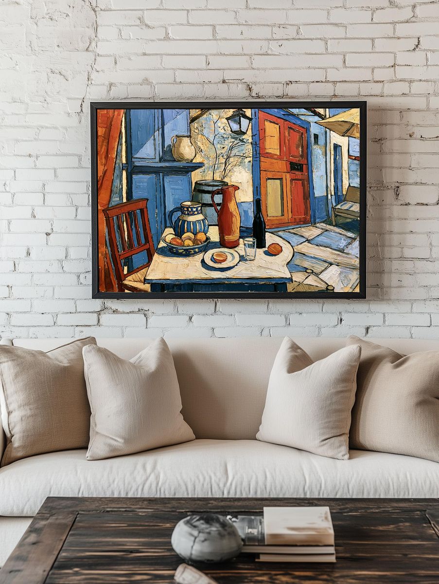 Geometric Yellow Staircase — Fine Art Print. — room view 1