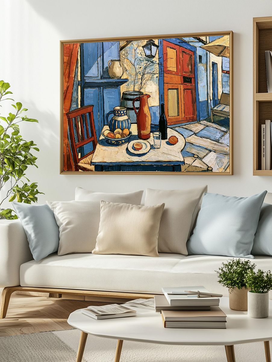 Geometric Yellow Staircase — Fine Art Print. — room view 2