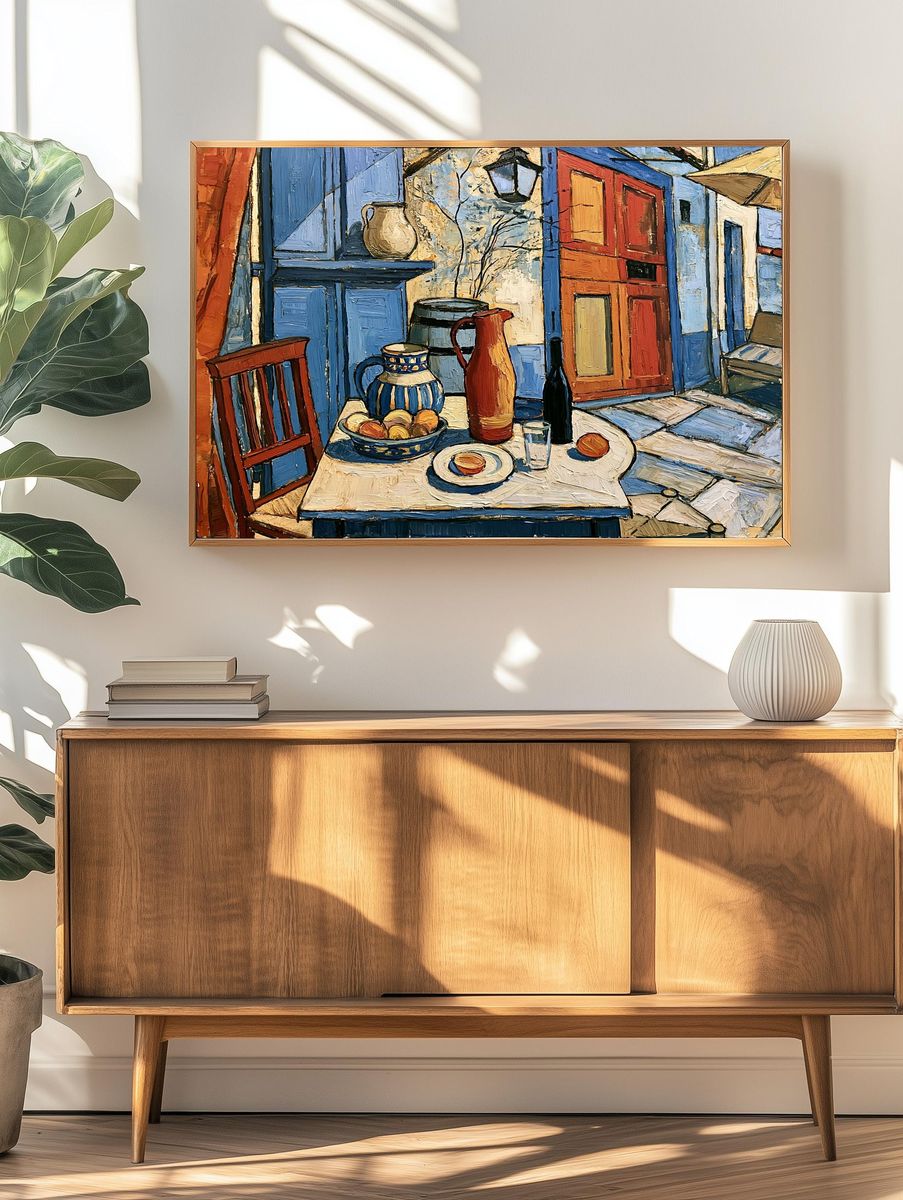 Geometric Yellow Staircase — Fine Art Print. — room view 3