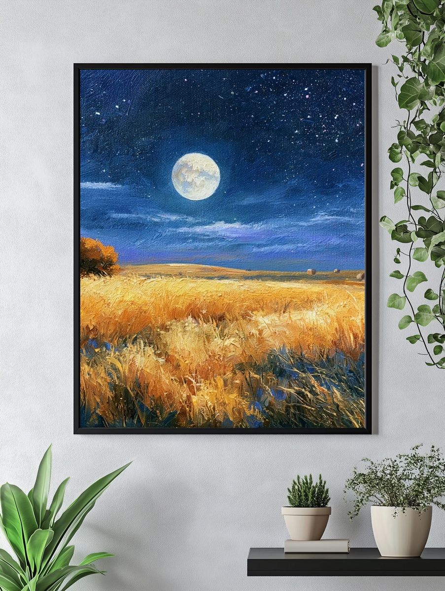 Moonlit Wheat Field Fine-Art Print. — room view 4