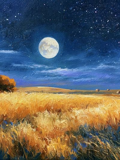 Moonlit Wheat Field Fine-Art Print. poster print