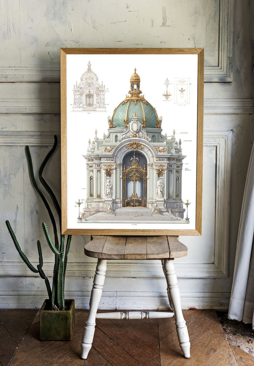 Ornate Architectural Gate — Fine Art Print room preview