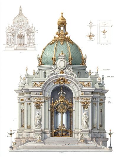 Ornate Architectural Gate — Fine Art Print. poster