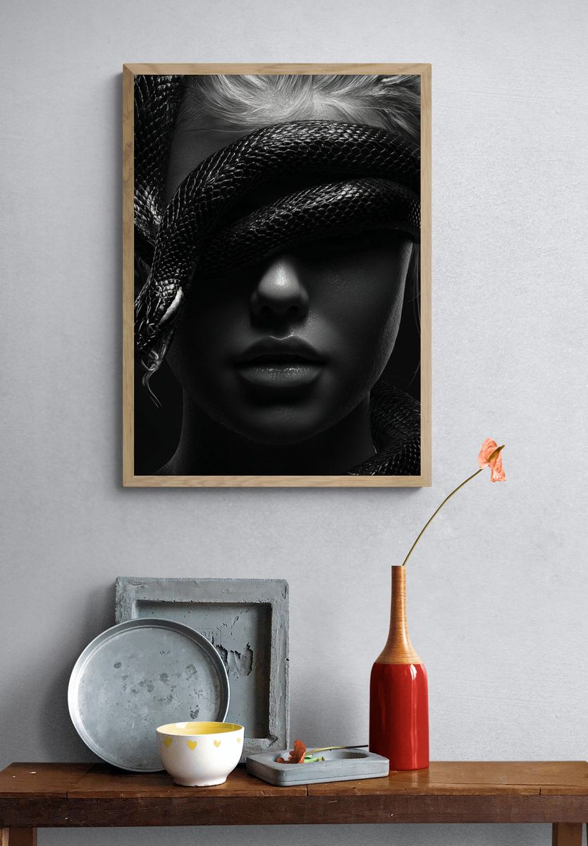 Mystical Woman with Snake — Fine Art Print. — room view 3