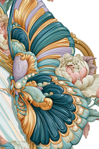 Butterfly Floral Art Nouveau Poster. poster