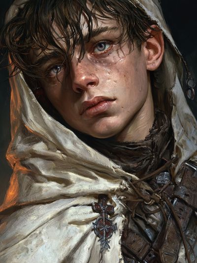 Medieval Hooded Portrait Print.