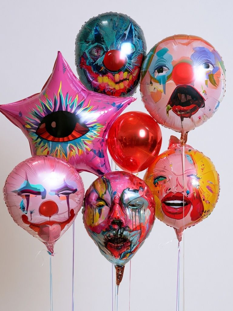 Surreal Clown Balloons Print. poster — fine-art art