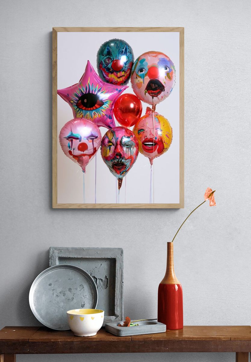 Surreal Clown Balloons Print. — room view 3