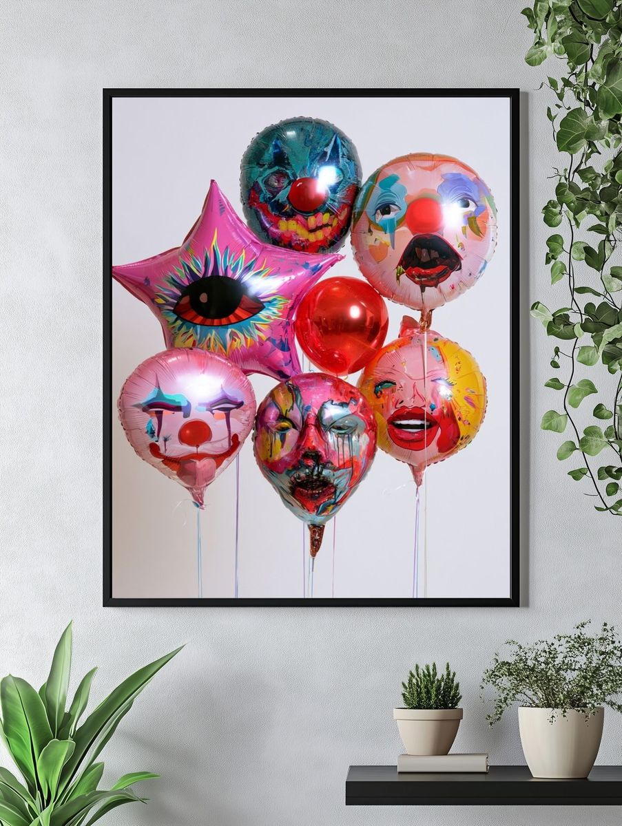 Surreal Clown Balloons Print. — room view 4