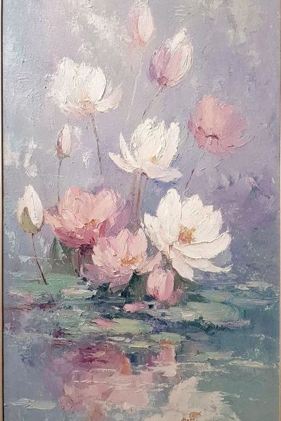 Pastel Lotus Blooms Fine-Art Poster. poster print
