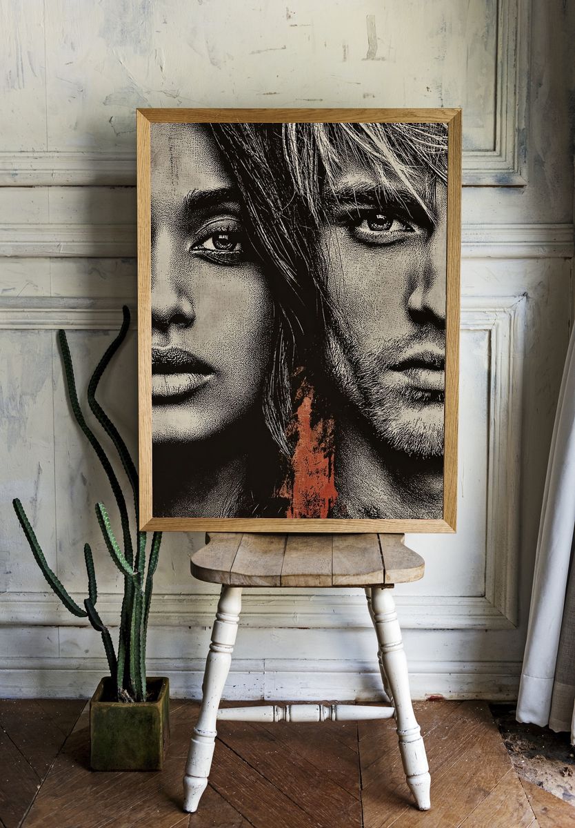 Dual Portrait Pop-Art Poster room preview