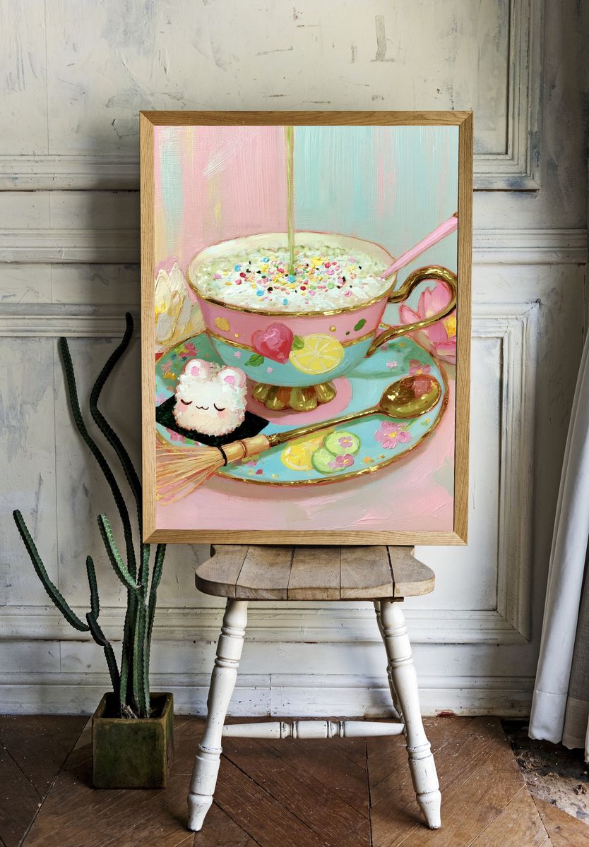 Pastel Tea Cup Still Life Poster. — room view 1