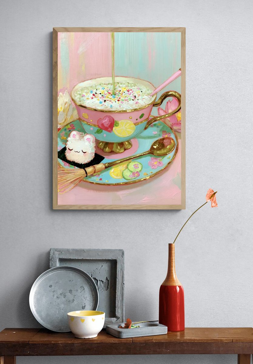 Pastel Tea Cup Still Life Poster. — room view 3