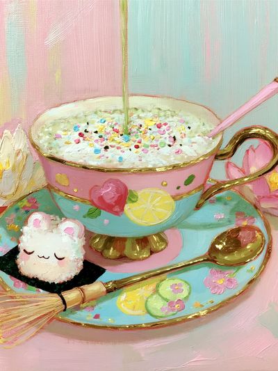 Pastel Tea Cup Still Life Poster. poster print