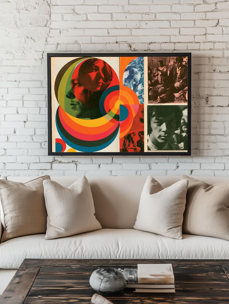 Psychedelic Portrait Collage Poster. room preview