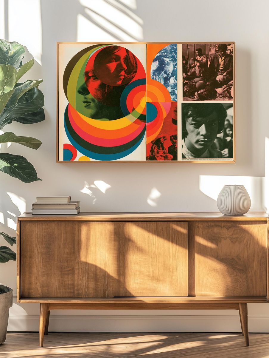 Psychedelic Portrait Collage Poster. — room view 3