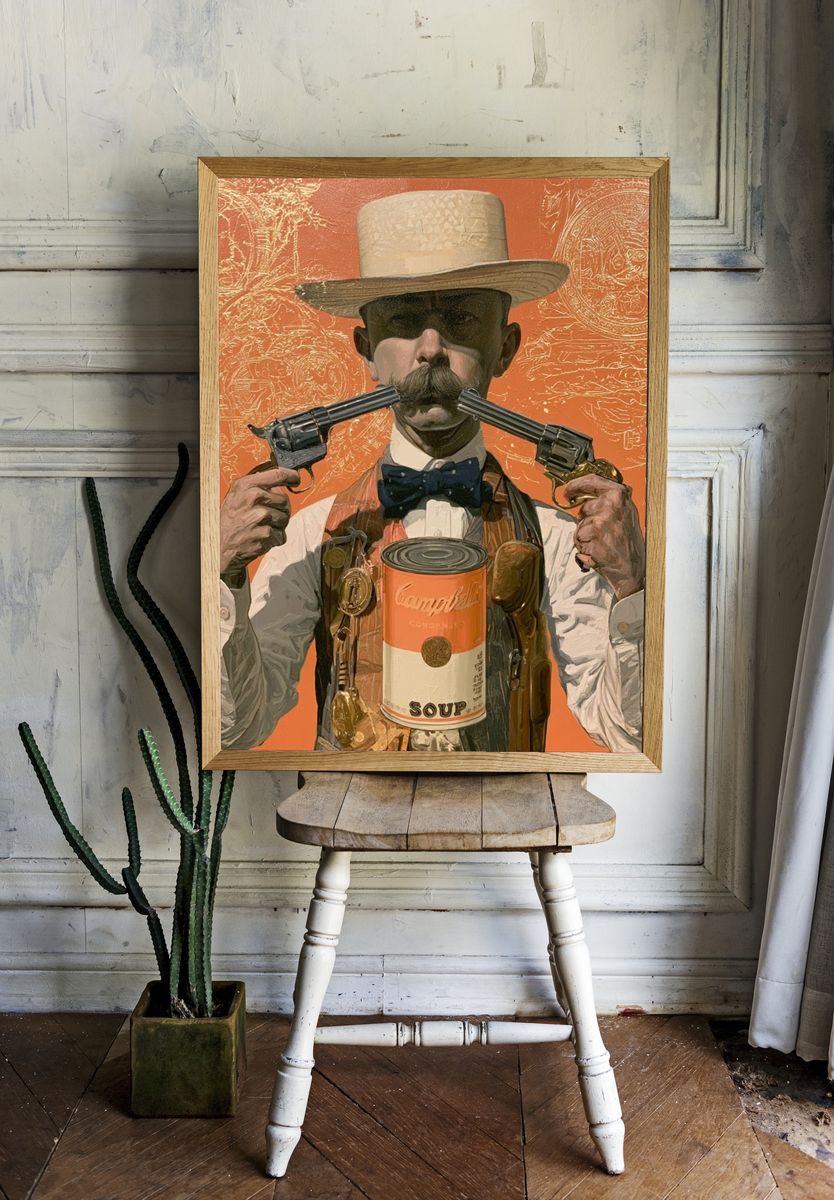 Campbell’s Gunman Pop-Art Poster. room preview