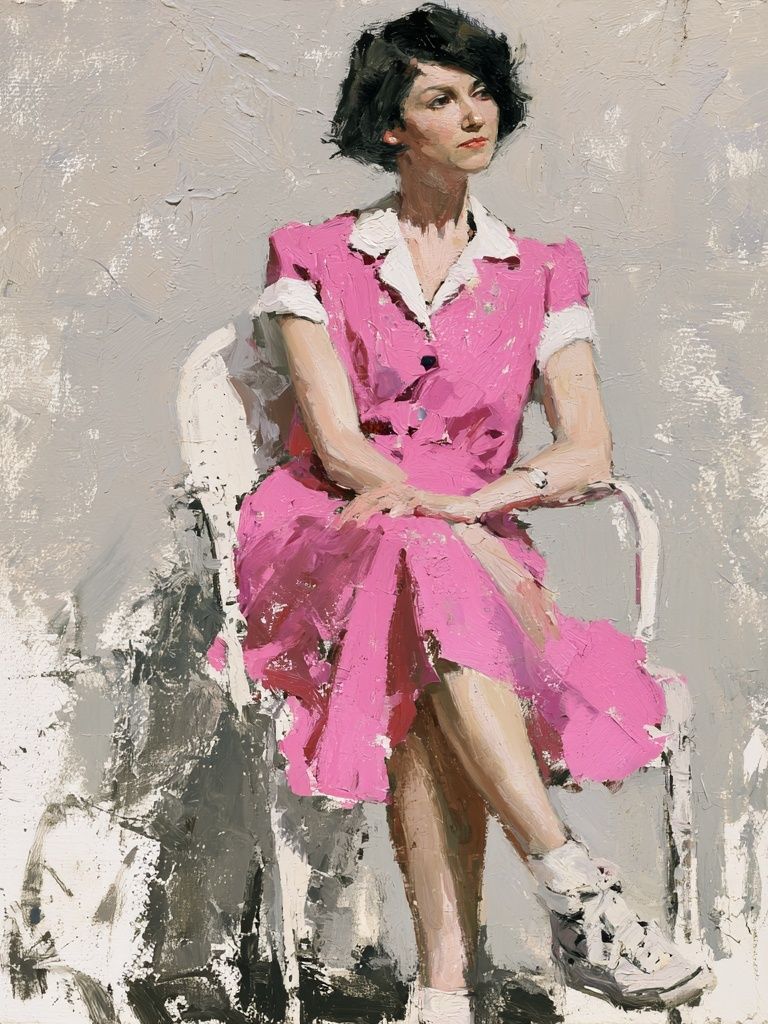 Pink Dress Portrait Fine-Art Print. poster detail