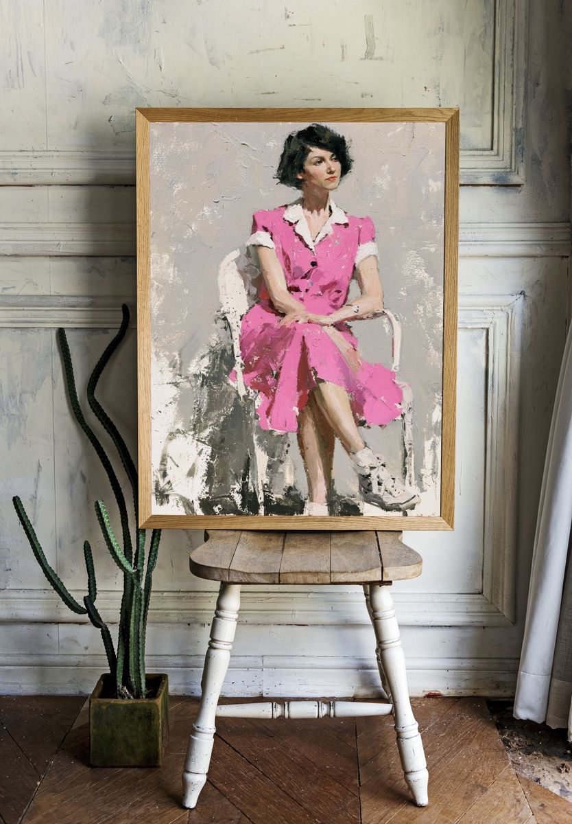 Pink Dress Portrait Fine-Art Print. room preview