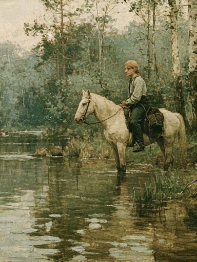 Horseman in the Forest — Fine-Art Print. poster — fine-art art