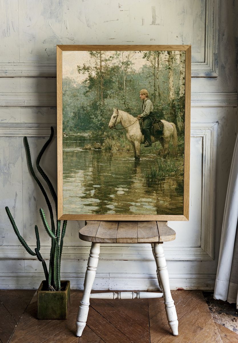 Horseman in the Forest — Fine-Art Print. — room view 1