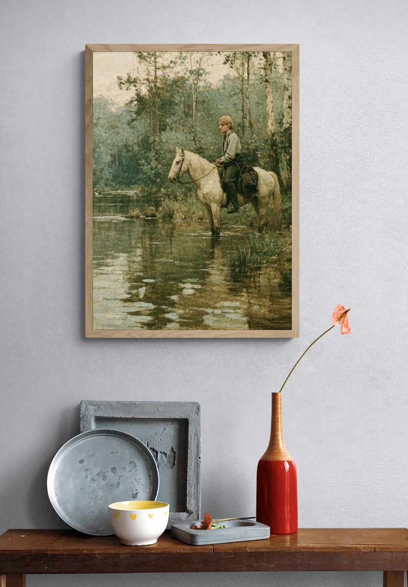 Horseman in the Forest — Fine-Art Print. — room view 3