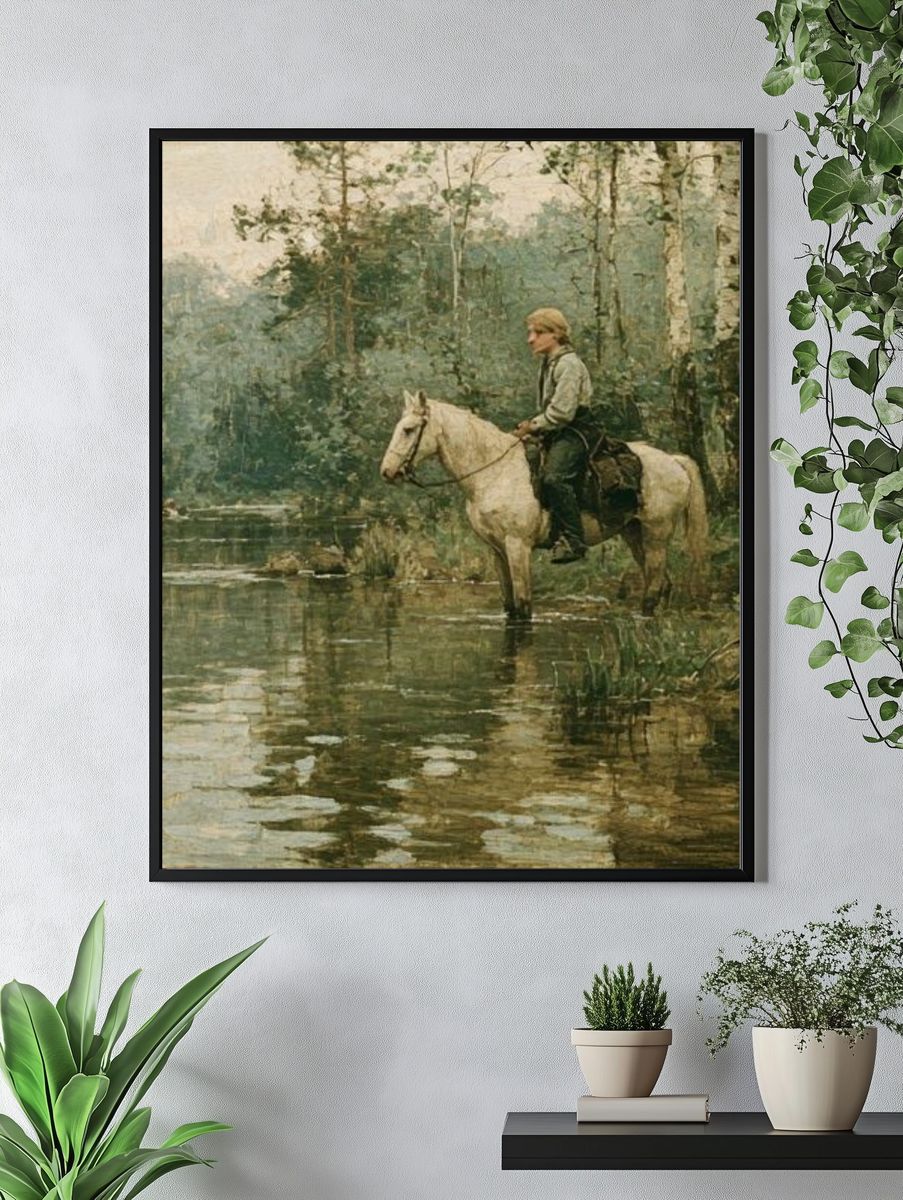Horseman in the Forest — Fine-Art Print. — room view 4