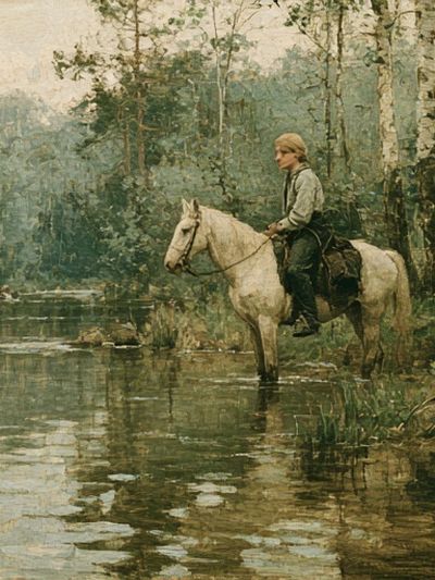 Horseman in the Forest — Fine-Art Print. poster